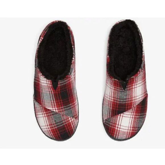 Toms Berkeley Men’s Sz 8 Slippers Red Plaid New In Box $60+ - Picture 6 of 7